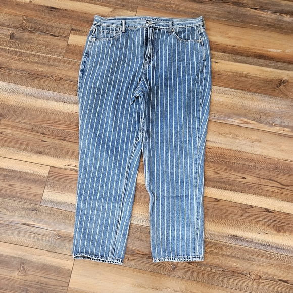 American Eagle Outfitters Denim - America Eagle Blue Striped Mom Jeans Size 16